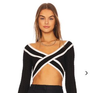 Lovers + Friends Black and White Cropped Sweater